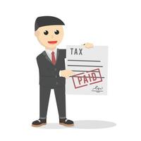 businessman paid the tax design character on white background vector