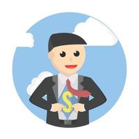 businessman showing icon design character on white background vector