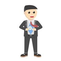 businessman showing gear icon design character on white background vector