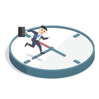 businessman stuck in the time clock design character on white background vector