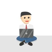 businessman work by laptop design character on white background vector