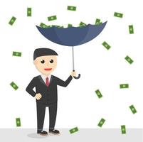 businessman rain money design character on white background vector