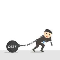 businessman pulling debt ball design character on white background vector