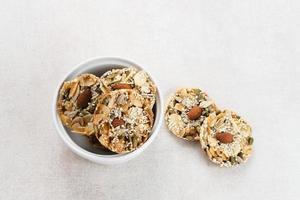 Florentine Cookies with mixed nut and dried fruits and seeds. Gluten free. photo