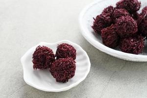 Grubi, Indonesian snack made from sweet potato with crispy texture and sweet taste. This grubi has a round shape. photo