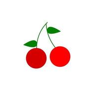 Cherry fruit vector icon. Red cherries isolated on white background.