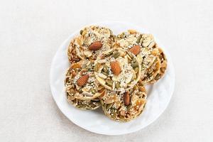 Florentine Cookies with mixed nut and dried fruits and seeds. Gluten free. photo