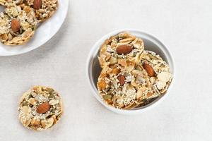 Florentine Cookies with mixed nut and dried fruits and seeds. Gluten free. photo