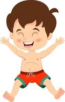 niño feliz de dibujos animados en un traje de baño de verano vector
