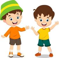 Cute children cartoon waving hand vector