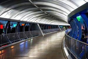 Walk way in urban city at night., Bangkok, Thailand. photo