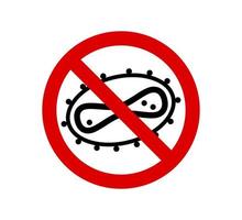 Monkeypox caution red sign. Stop monkey pox virus outbreak icon. Danger and public health risk disease and epidemic. Pandemic medical concept with dangerous cell. MPV MPVX risk vector eps illustration