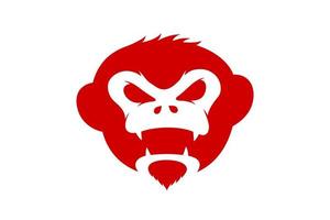 Monkey head red. Angry gorilla face logo concept. Ferocious ape vector eps illustration