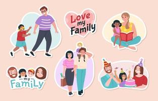 Happy Adoption Family Sticker Collection vector