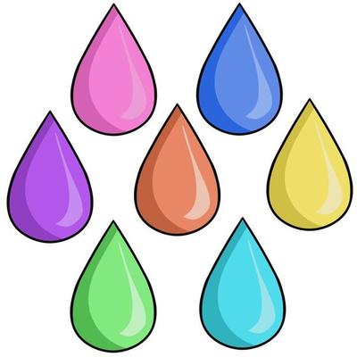 Set of multi-colored paint drops, pastel shades, vector illustration on a white background
