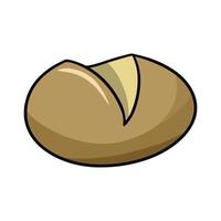 Round loaf of white wheat bread, vector illustration in cartoon style on a white background