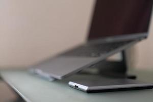 external hard drive on a computer desk photo