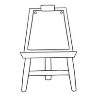 Monochrome picture, Wooden easel with a sheet of paper, vector illustration in cartoon style on a white background