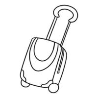 Monochrome picture, Suitcase on wheels, travel suitcase, vector illustration in cartoon style on a white background