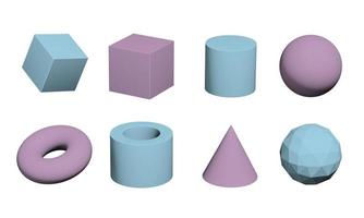 3 D render. Minimalist abstract background, primitive geometrical figures, pastel pink and blue colors photo