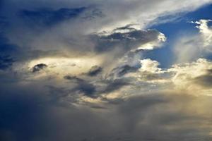 puesta de sol por la noche en el bosque nubes azules y rosas y bosque foto