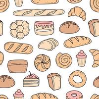 French bread bakery product set, vector