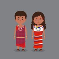 Couple Character Wearing Kenya Traditional Dress vector