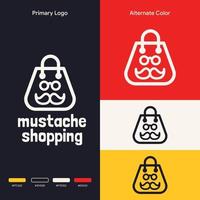 simple minimalist mustache shop logo design vector