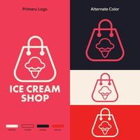 simple minimalist ice cream shop logo design vector