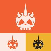 minimalist simple horn skull logo design vector