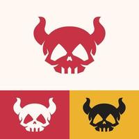 minimalist simple horn skull logo design vector