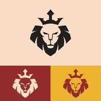 simple minimalist king lion logo design vector