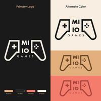 minimalist simple joystick gaming logo design vector