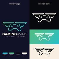 minimalist simple wing joystick gaming logo design vector