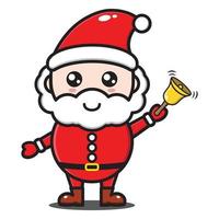 cute santa claus cartoon  illustration holding a bell