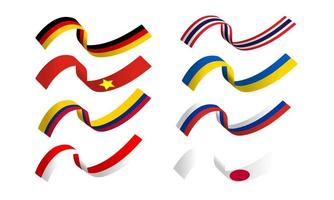 Set of ribbon flag vector