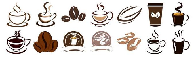 set of coffee menu icons vector