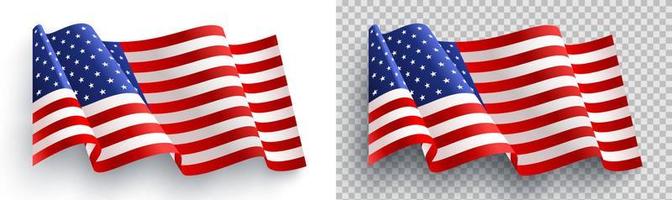 bandera estadounidense sobre fondo blanco y transparente para la plantilla de póster del 4 de julio. celebración del día de la independencia de estados unidos. vector