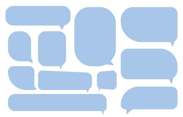 Set speech bubbles on white background. chat box or chat vector square and doodle message or communication icon Cloud speaking for comics and minimal message dialog