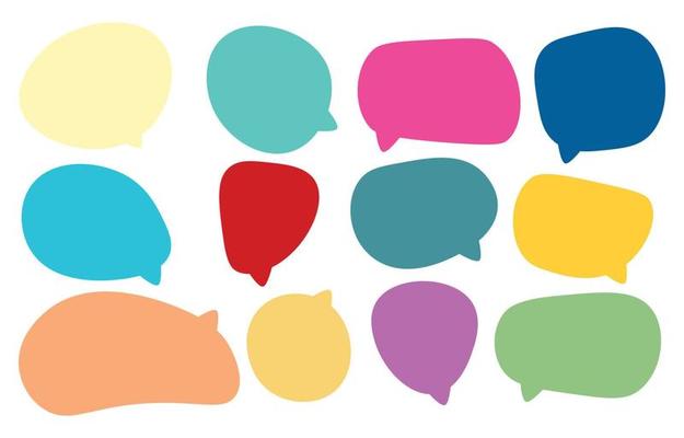 Set speech bubbles on white background. chat box or chat vector square and doodle message or communication icon Cloud speaking for comics and minimal message dialog