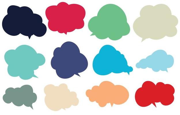 Set speech bubbles on white background. chat box or chat vector square and doodle message or communication icon Cloud speaking for comics and minimal message dialog