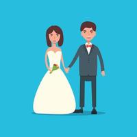 bride and groom on wedding ceremony. illustration couple  cartoon vector