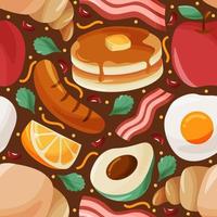 Breakfast Food Hand Drawn Doodle Seamless Pattern Background vector