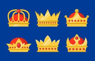 Flat Crown Icon Collection vector