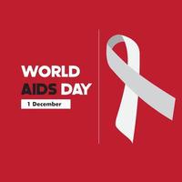 Happy Commemorating World AIDS Day in red and white vector