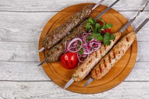 Beef and chicken kebab photo