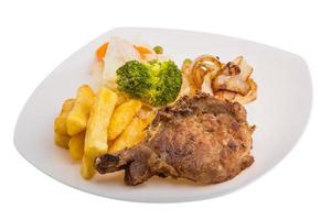 T-bone steak on white background photo