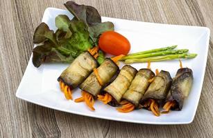 Eggplant rolls with carrot photo