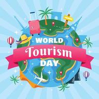 World Tourism Day Cartoon Concept vector