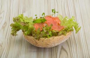 Salmon sandwich with thyme photo